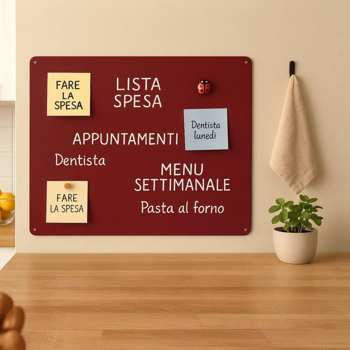 Lavagna Magnetica In Vetro Bordeaux 60x40 – Set Completo Con Magneti, Pennarello E Spugna Per Ufficio E Casa